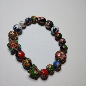Vintage Venetian Wedding Cake Bead Bracelet on Stretch Cord – Needs Restring